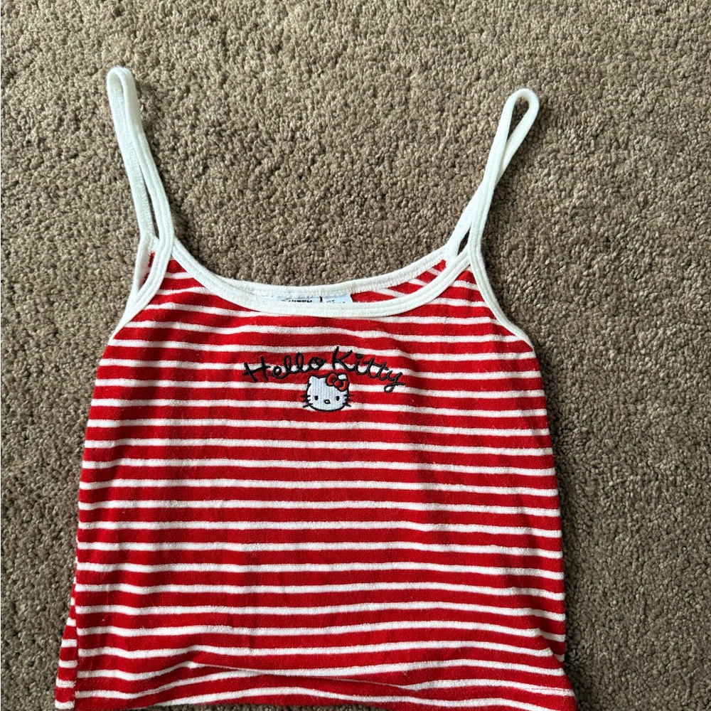 Hello Kitty Red and White Striped Tank Top
